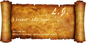 Linder János névjegykártya